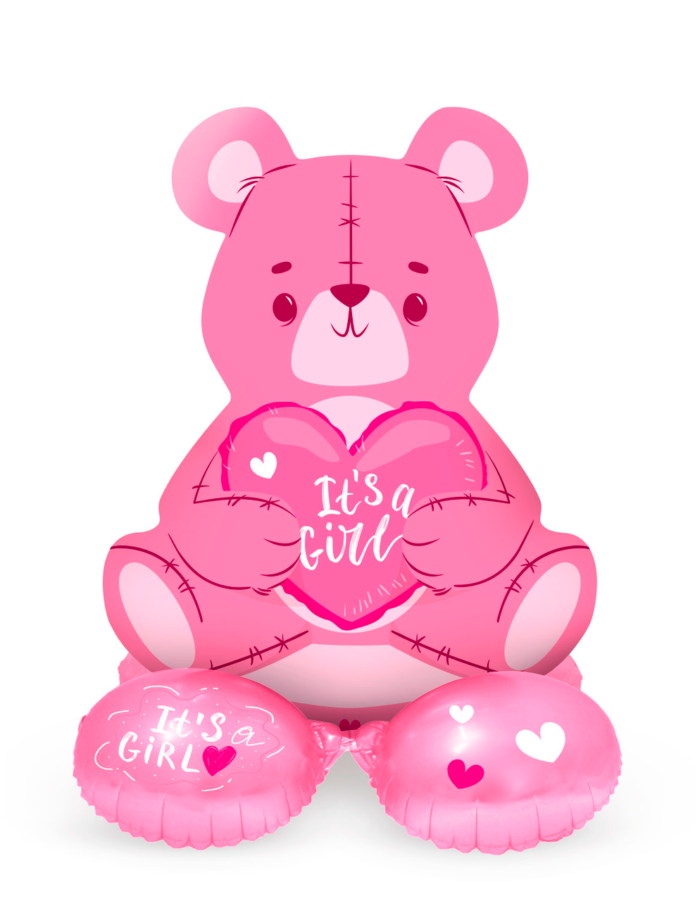 Staande Folie Ballon Beer Roze